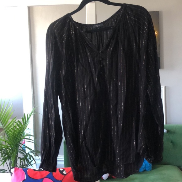 Rails ABBY GLIDED STRIPE size M black with metallic gold pre-owned women’s - Picture 6 of 7